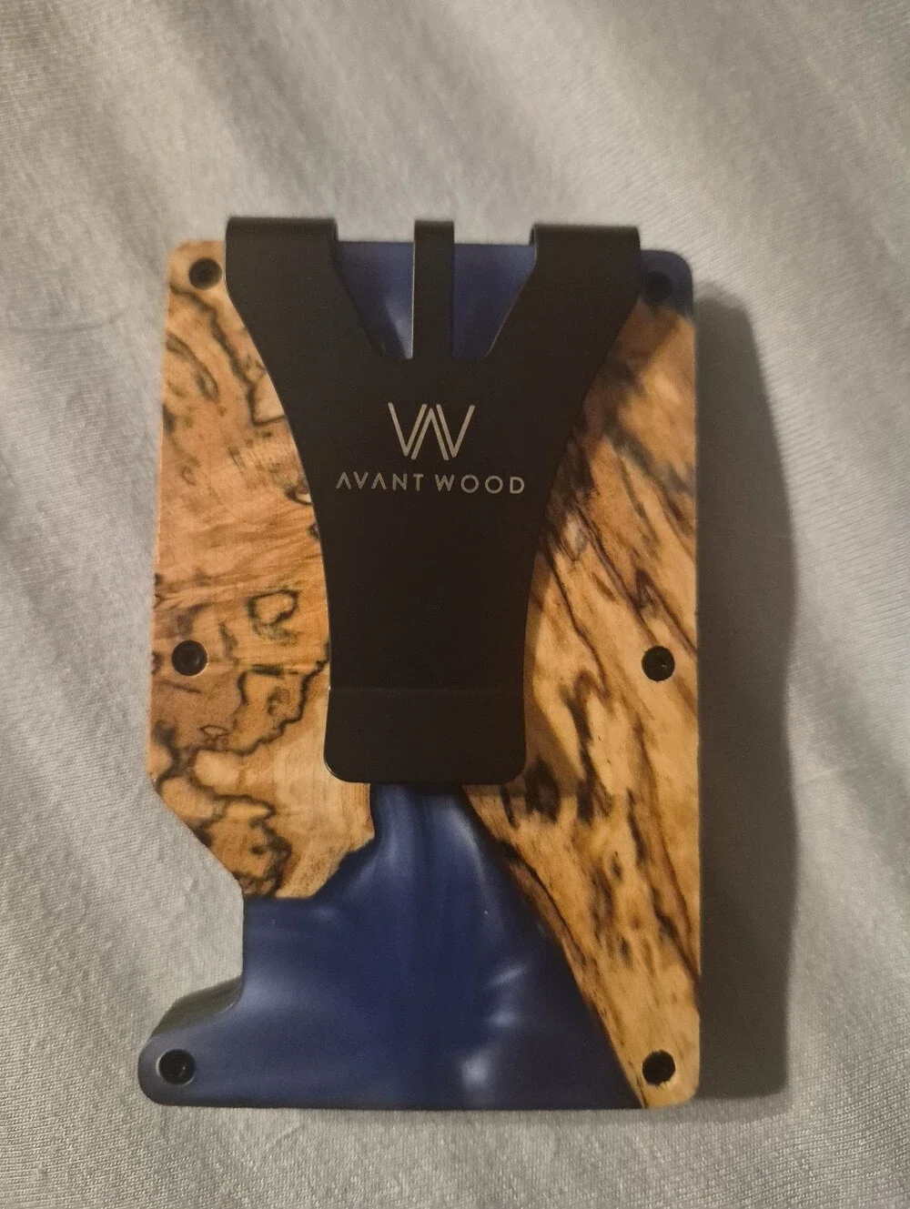 Avant Wood Men's Wood & Blue Resin Slim Wallet